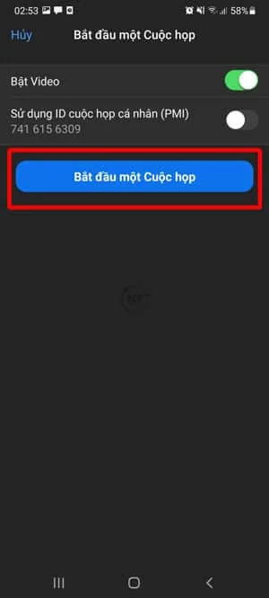 Chọn Bắt đầu một cuộc họp để bắt đầu một buổi học trực tuyến