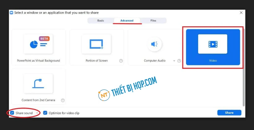 Chia sẻ video đi kèm với âm thanh