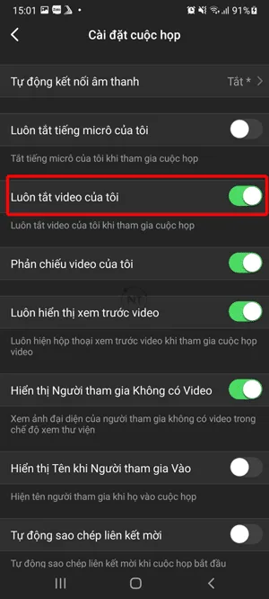 Hướng dẫn cách bật và tắt camera trên Zoom trên điện thoại