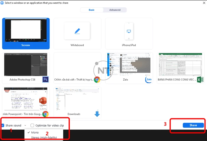 Cách Share âm thanh trên Zoom trên máy tính