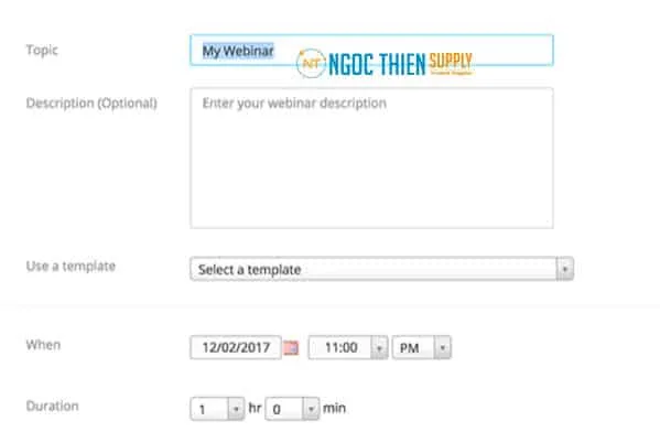 nhập chủ đề (tên hội thảo Webinar) và mô tả