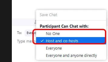 Cách không cho học sinh chat trên Zoom