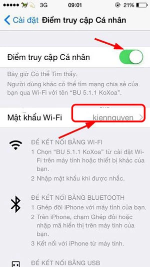 Cách phát wifi từ điện thoại iPhone sang máy tính