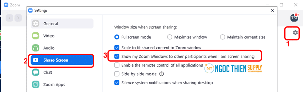 cách hiển thị cửa sổ Zoom khi chia sẻ màn hình