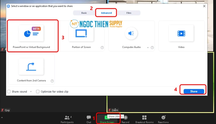 Cách trình chiếu Slide PowerPoint làm nền ảo trên Zoom