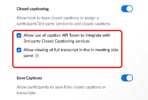 Allow use of caption API Token to integrate with 3rd-party Closed Captioning services