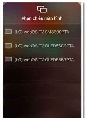 Chọn "tên Tivi" mà bạn muốn kết nối