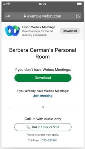 Nhấn Download để cài đặt ứng dụng Cuộc họp Webex và tham gia hội nghị truyền hình.