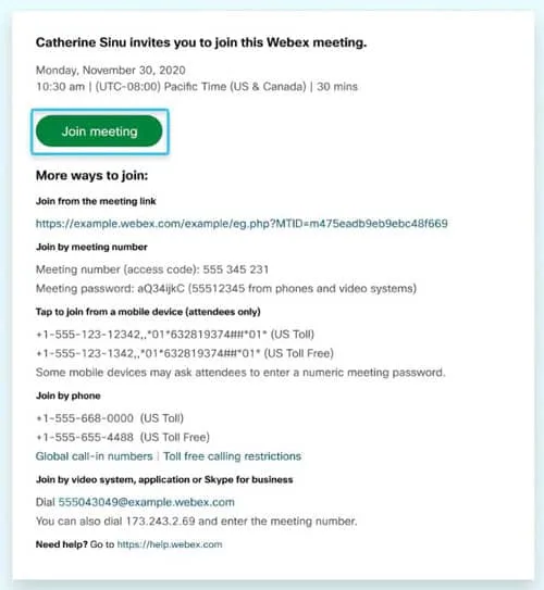 Cách tham gia cuộc họp trên Webex trên web