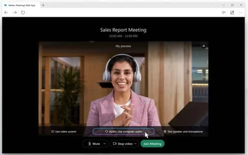 Trong cửa sổ xem trước, bạn có thể đảm bảo âm thanh và video của mình có âm thanh và giao diện đẹp trước khi tham gia cuộc họp. Đầu tiên, hãy chọn cách bạn muốn nghe