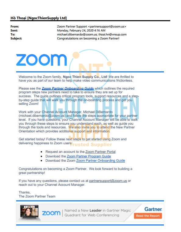 Ngọc Thiên trở thành đại lý chính thức Zoom.us tại Việt Nam