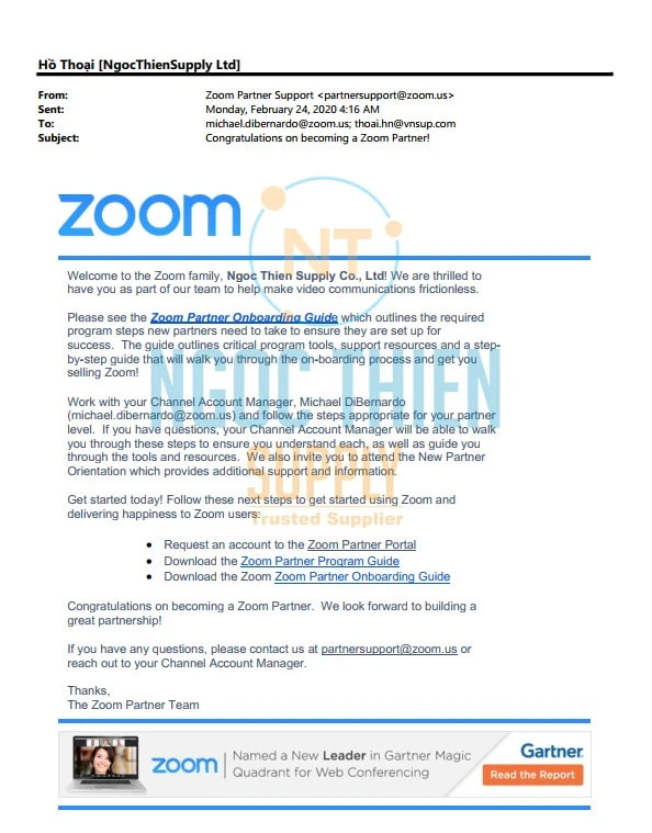 Đại lý chính thức Zoom.us tại Việt Nam 2 Ngọc Thiên trở thành đại lý chính thức Zoom.us tại Việt Nam