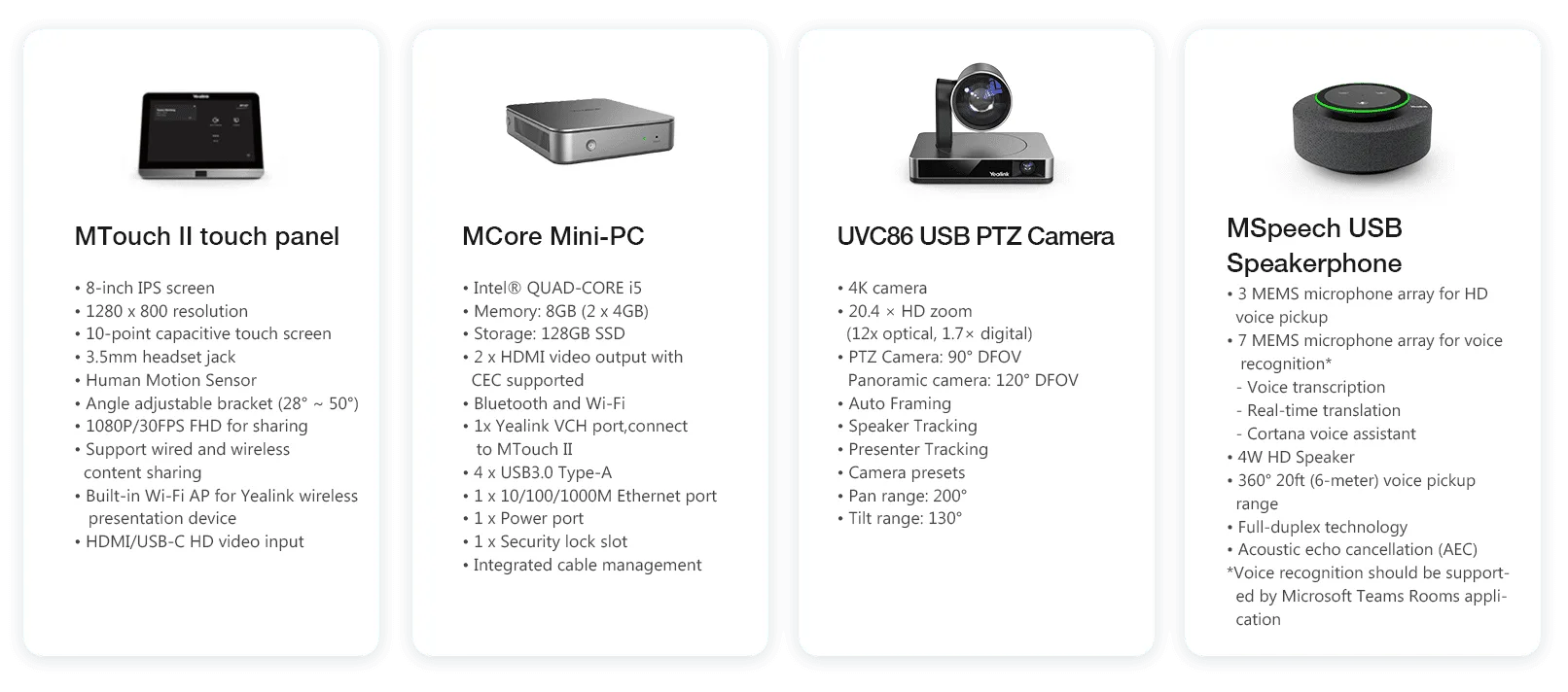 Thông số của bộ thiết bị Yealink MVC660