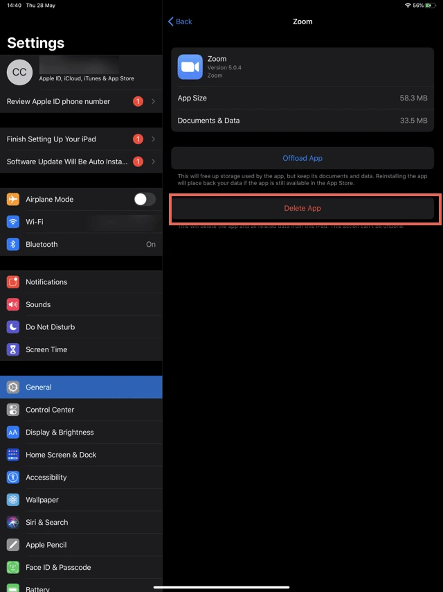 Chọn Delete App [Xóa ứng dụng].