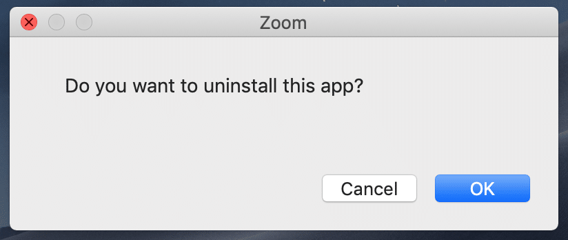 Chọn OK để xác nhận gỡ cài đặt ứng dụng Zoom trên máy tính để bàn và tất cả các thành phần của Zoom