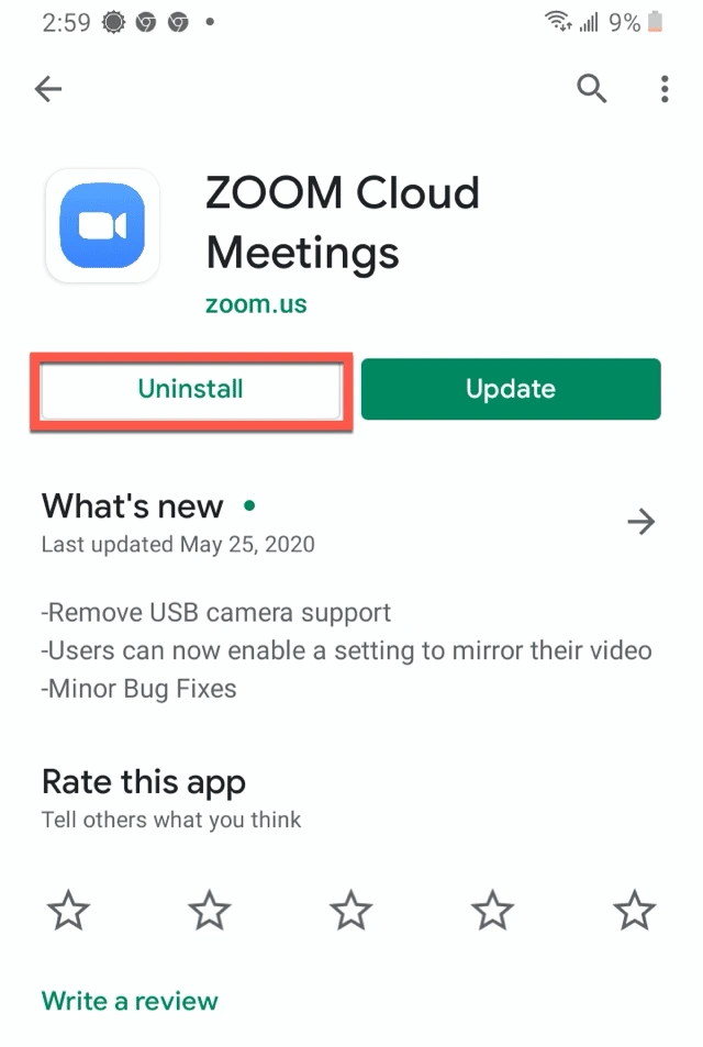 Gỡ cài đặt bằng Cửa hàng Google Play