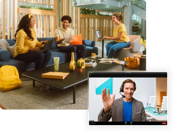 Sử dụng Zoom Webinars để đào tạo đội ngũ nhân viên của bạn với quy mô phù hợp.