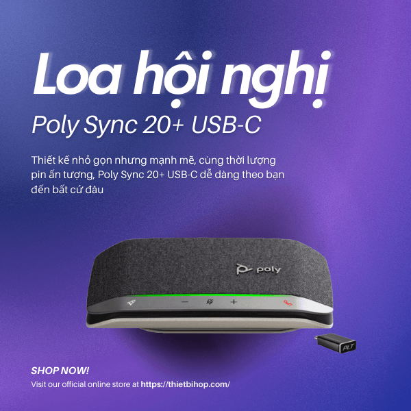 loa hội nghị mảng âm thanh chuyên nghiệp poly sync 20+ usb-c