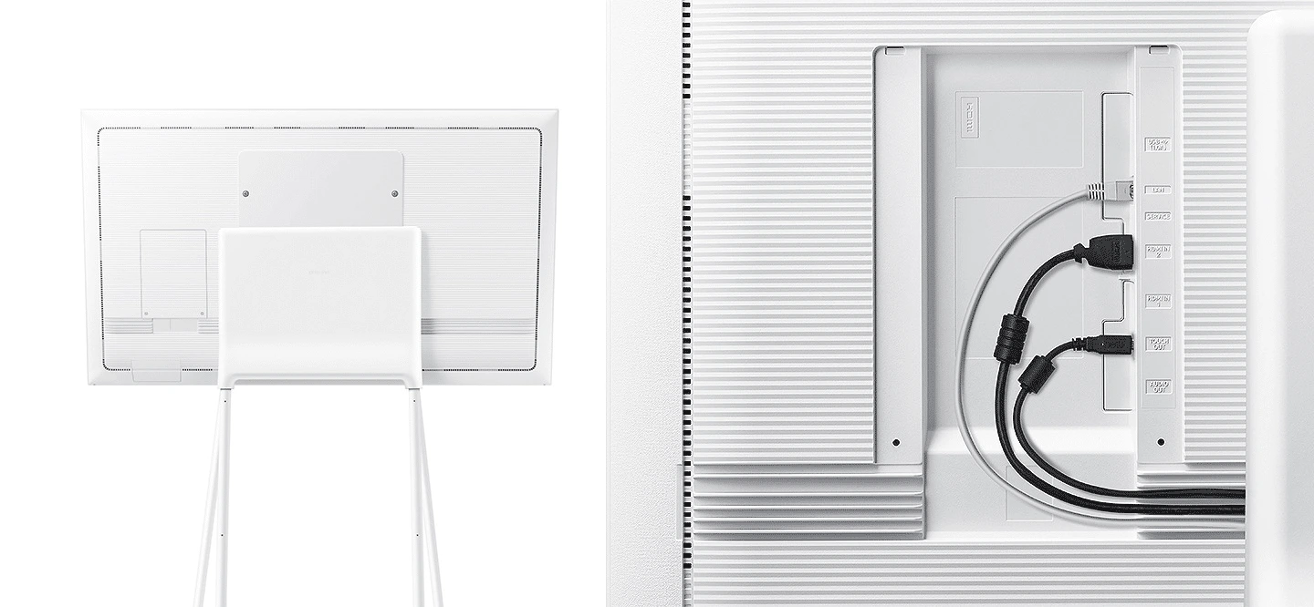 Thiết kế chân đế mỏng và khe kẹp cáp cho Samsung Flip 55 inch