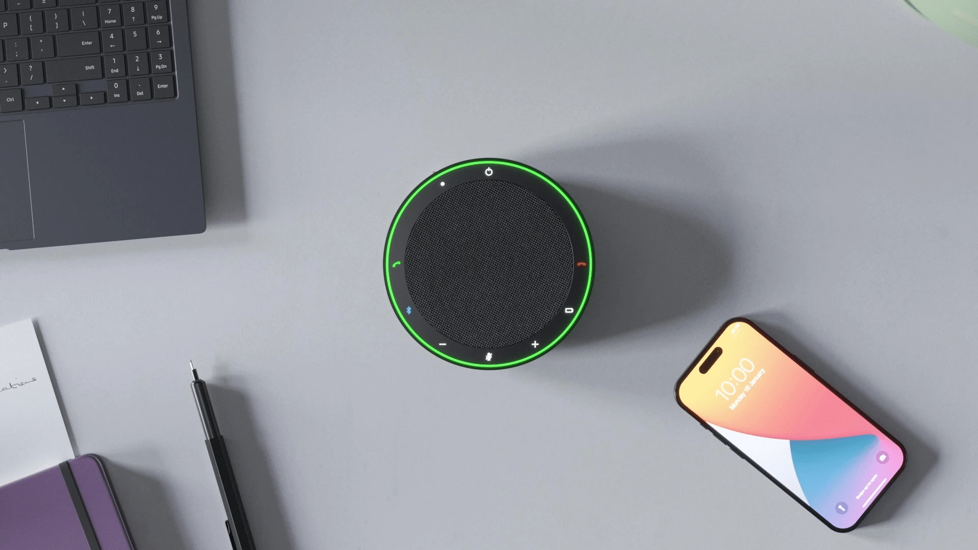 Đèn báo khả năng thu âm tốt của micro trên Jabra Speak2 75