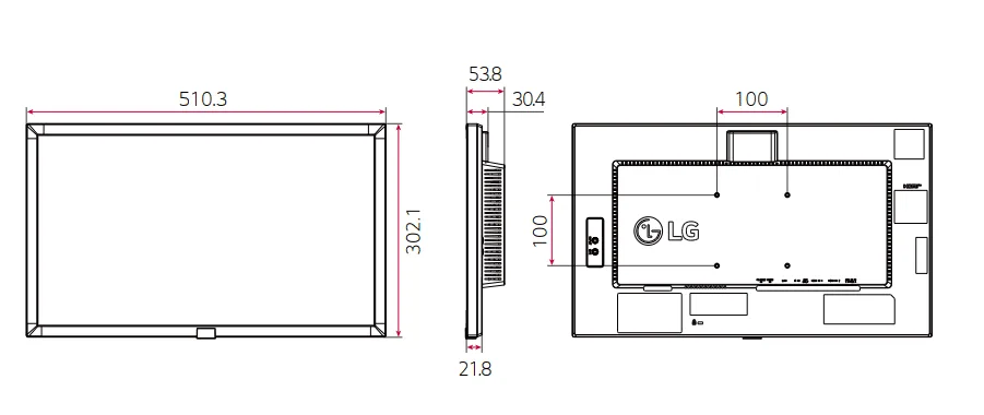 Kích thước màn hình LG 22SM3G-B