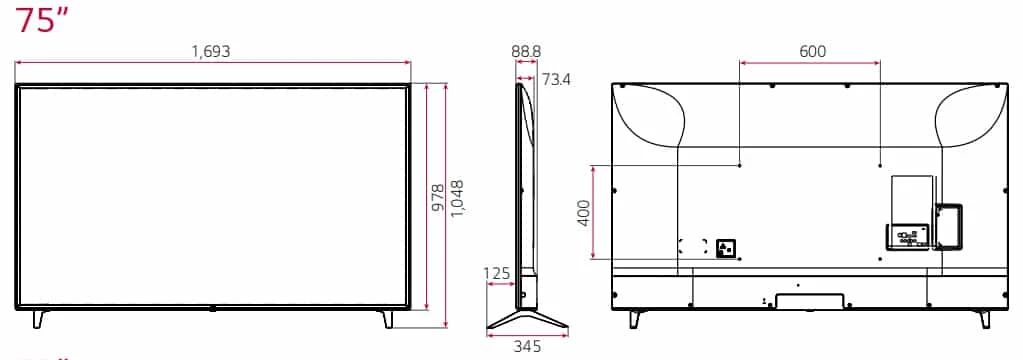 thông số kỹ thuật lg 75ut640s