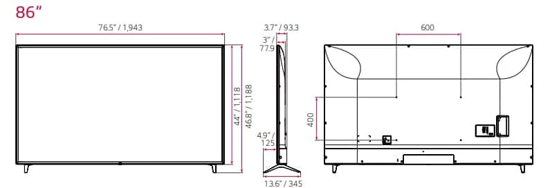 thông số kỹ thuật lg 86ut640s