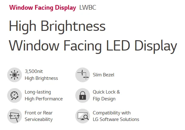 Tính năng dòng màn hình led trong nhà LWBC