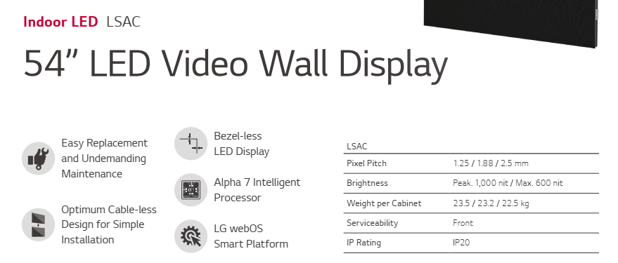 Tính năng màn hình LED LG LSAC025