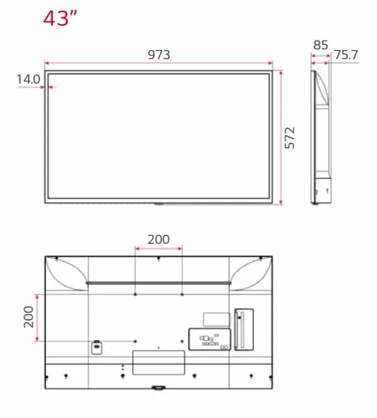 thông số kỹ thuật lg 43ul3g-b