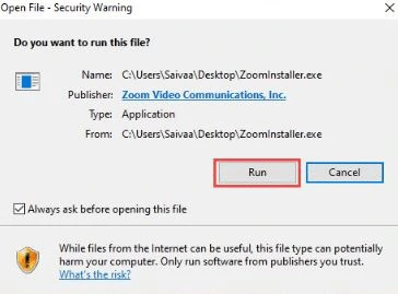 Nhấn vào nút Run để cài đặt phần mềm