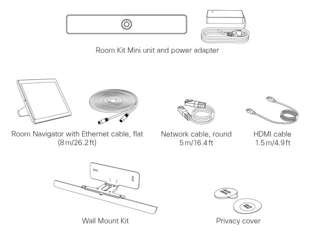 các thành phần mặc định cisco webex room kit mini