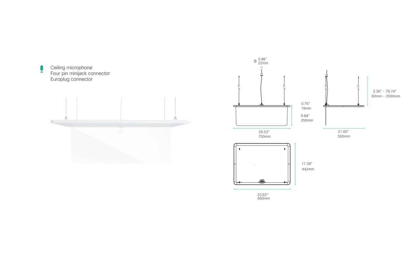 thông số kỹ thuật micro treo trần cisco ceiling microphone