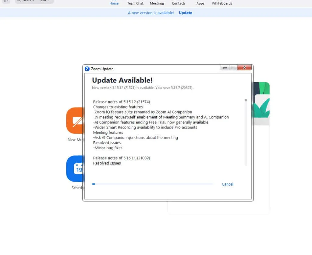 update zoom lên phiên bản mới nhất