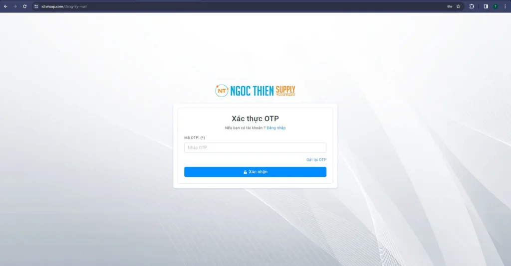 Nhập mã xác thực OTP từ mail của bạn
