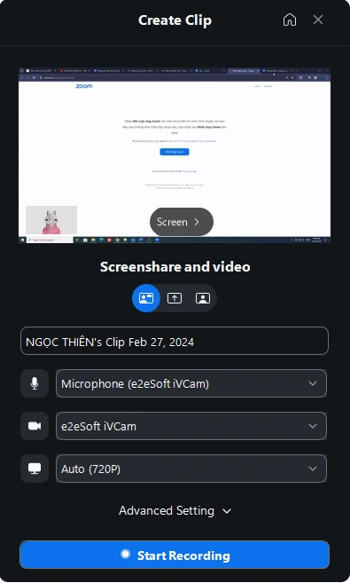 tùy chỉnh clip trước khi bắt đầu