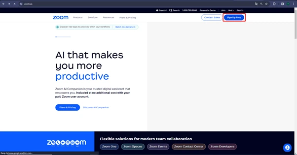 Nhấn vào Sign Up Free