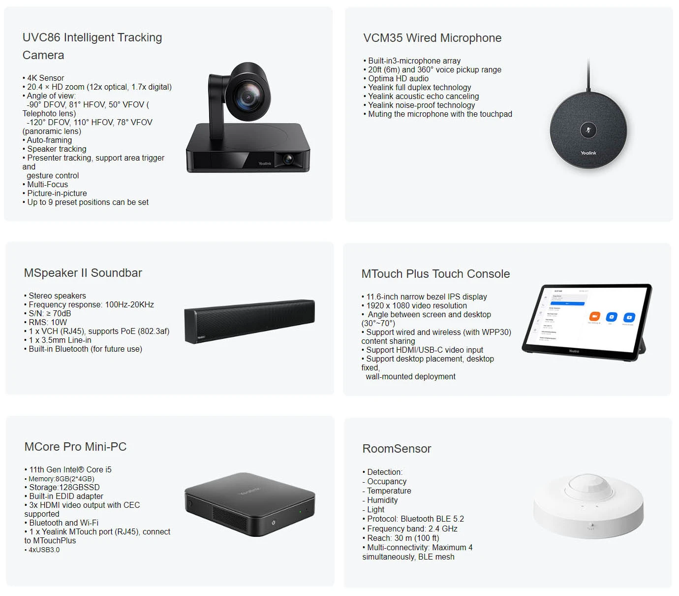 thông số kỹ thuật yealink zvc860 zoom rooms systems
