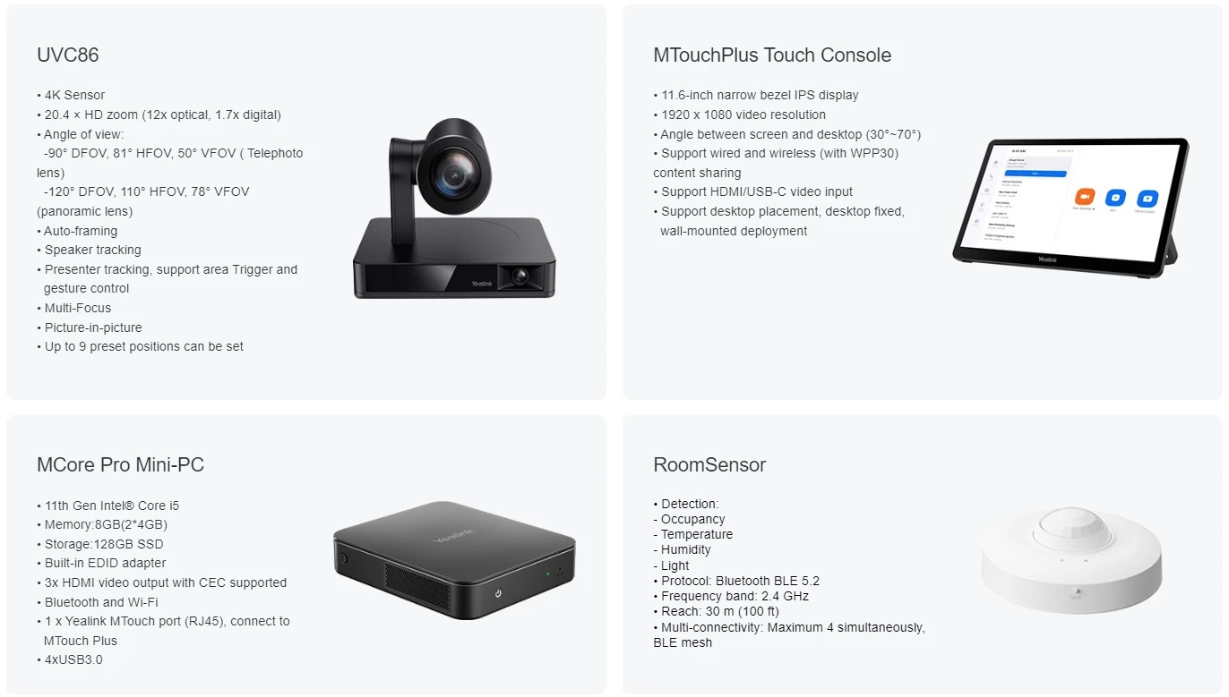 thông số kỹ thuật yealink zvcs90 zoom rooms system