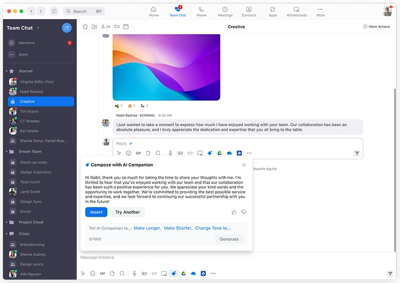 sử dụng AI Companion trong team chat