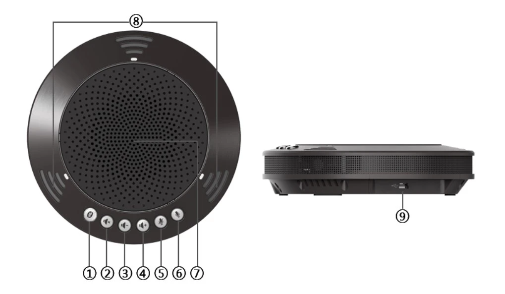 phím và cổng meeteasy mvoice 1000B