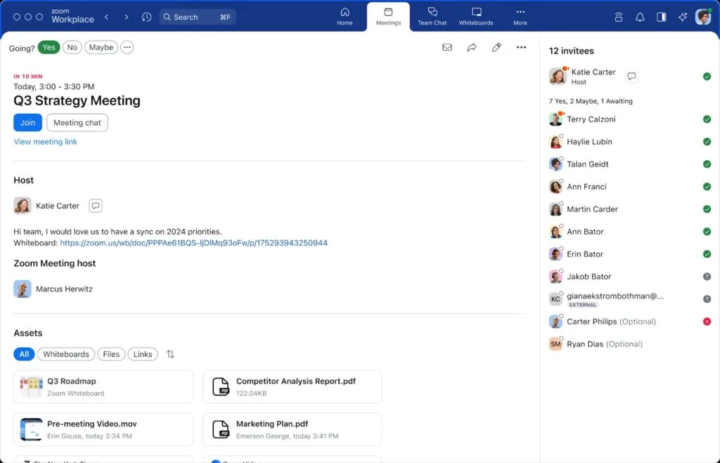 tab cuộc họp mới trong zoom workplace
