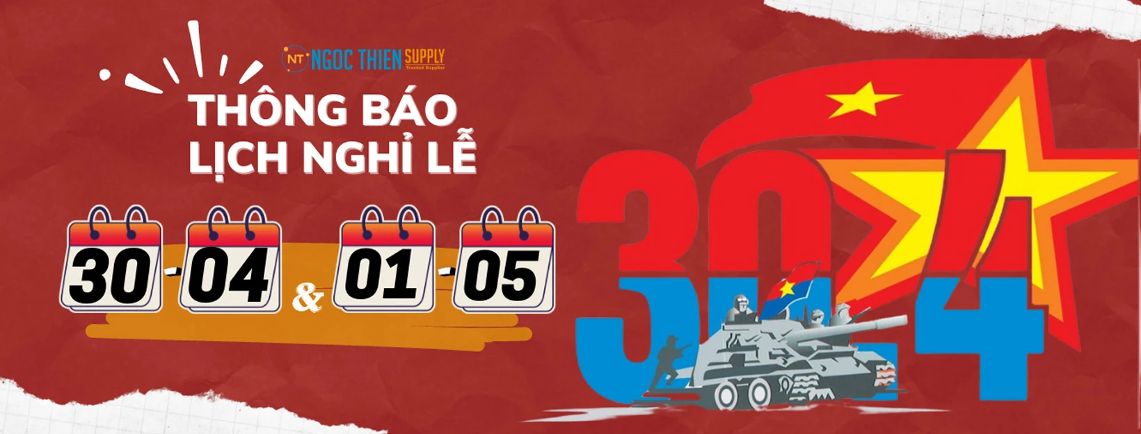 Thông báo nghỉ lễ 30/04 và 01/05/2024