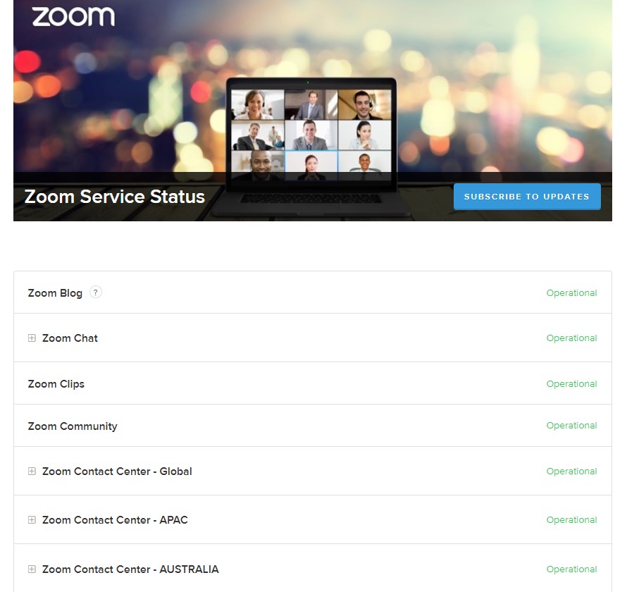cập nhật trạng thái máy chủ Zoom