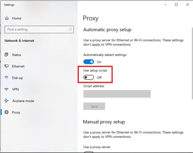 Hướng dẫn tắt Proxy