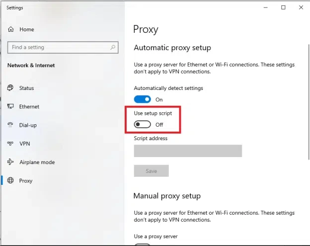 Hướng dẫn tắt Proxy