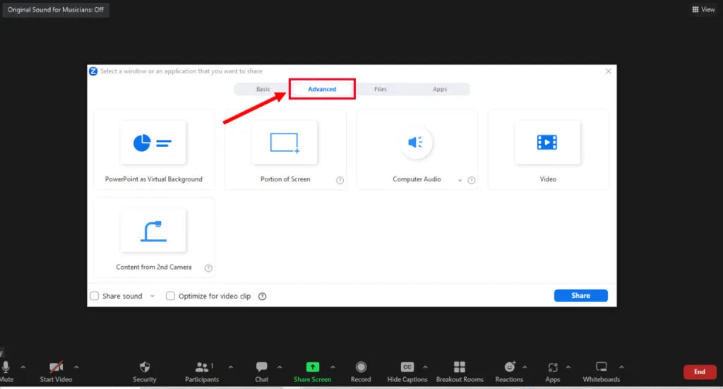 chức năng sharescreen trên zoom