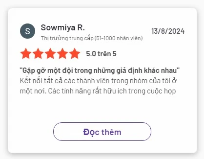 đánh giá gần đây về zoom workplace