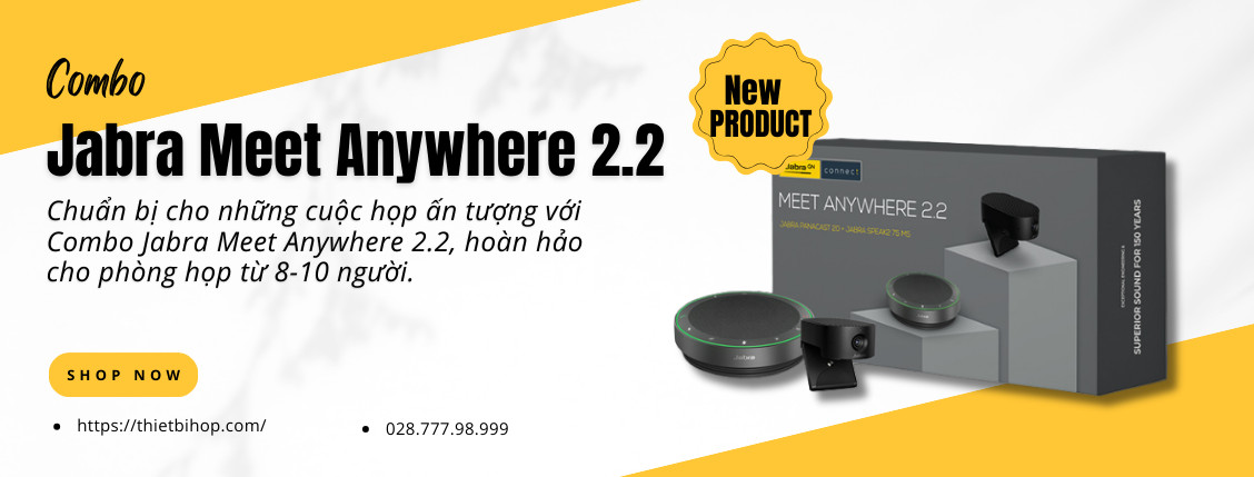 bộ sản phẩm thiết bị hội nghị jabra meet anywhere 2.2 dành cho phòng họp vừa
