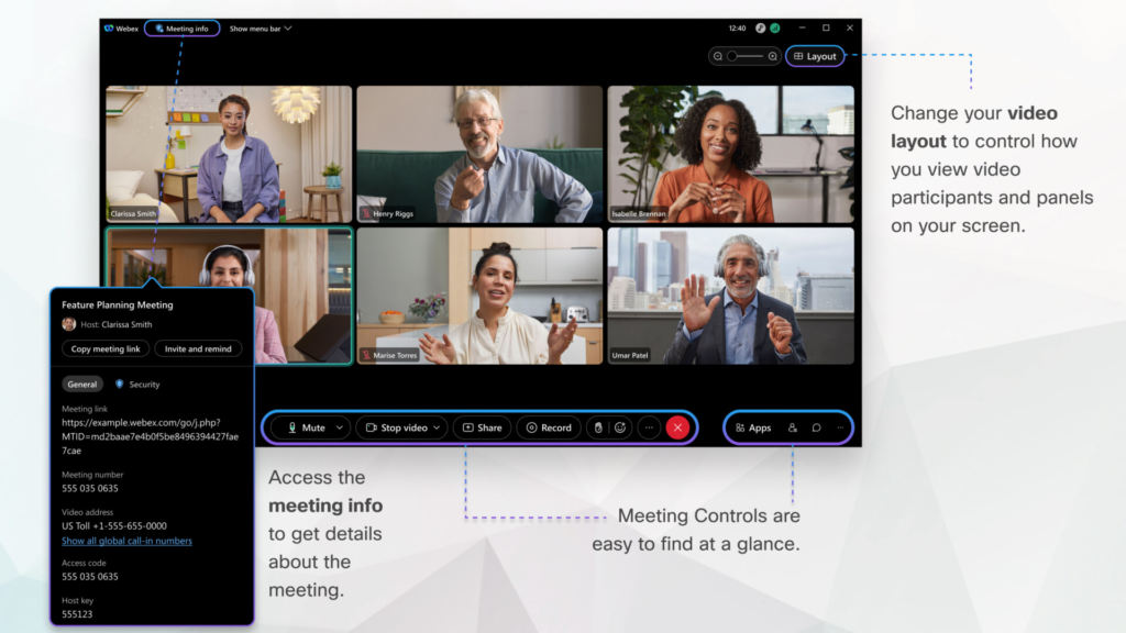 trải nghiệm các tính năng khác từ cuộc họp thử nghiệm webex